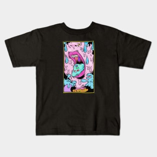 dripping mouth blue pink illustration Kids T-Shirt